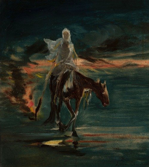 Death, central section of the triptych “Disaster”, sketch (1870) — Adam Chmielowski
