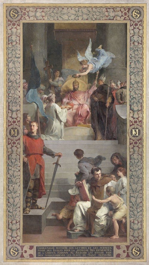 Les ambassadeurs de Haroun al Rashid offrent les clefs du Saint Sépulcre à Charlemagne — Henri Leopold Lévy