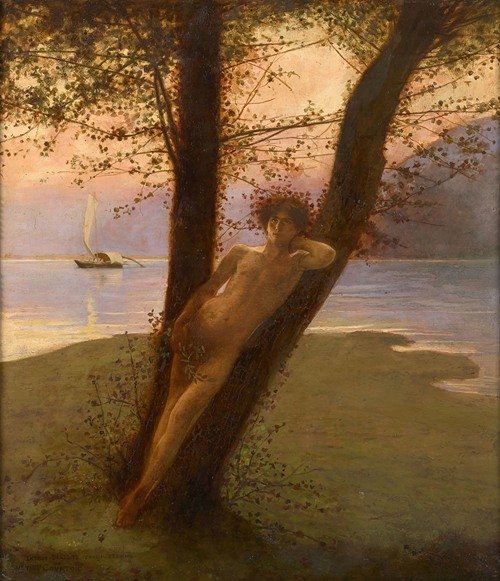 Figure mythologique sur une île