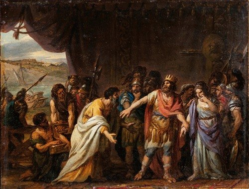 Agamemnon in his tent refusing to give Chryseis back to her father