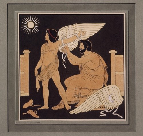 Daidalos legt Ikaros einen Flügel an (ca. 1832)