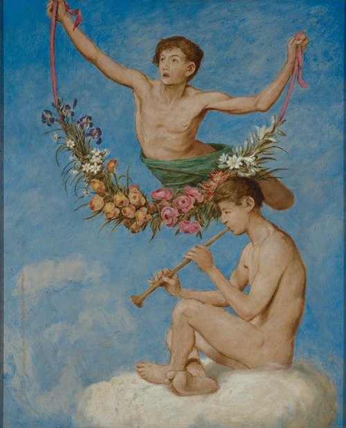 Mai (zwei Jugendliche Genien mit Blumen) (1906)
