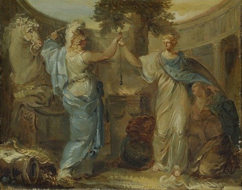 Allegory. Sweden, Finland and Mars, the God of War