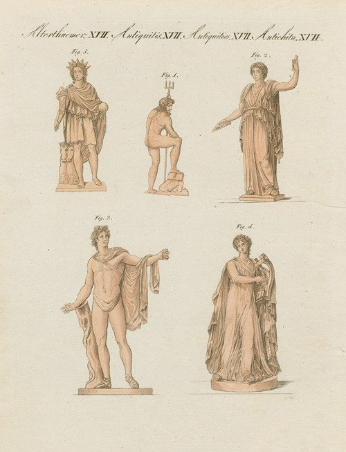 Classical sculpture depicting Neptune, Ceres and Apollo (1792 – 1843)
