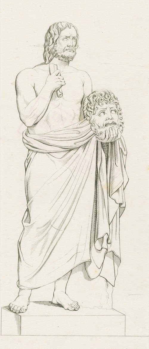 Euripides with mask and scroll (1829 – 1838)