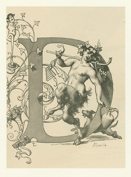 Initial ‘D’ with satyr (1881)