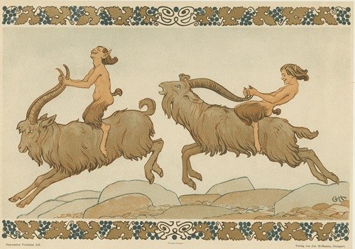Fauns riding goats (1901)
