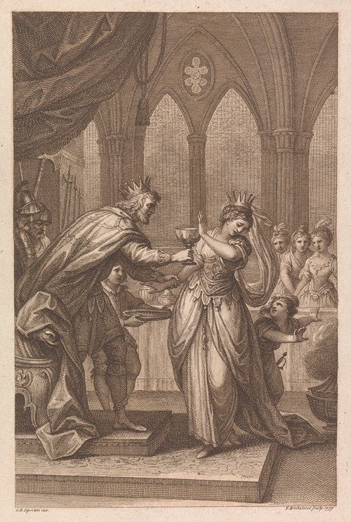King Alboin Forcing Rosamund to Drink From The Skull of Her Murdered Father, Cunimund, King of the Gepids (1779)