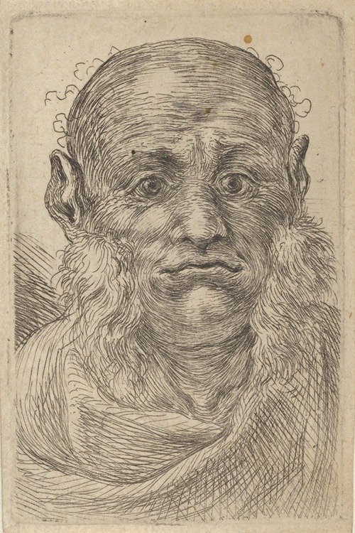Mask of a Bald Man with Tufty Sideburns (1635–1645)
