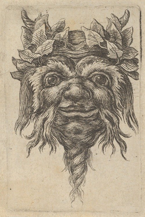 Satyr Mask with a Spiral-Shaped Beard and Ivy Grouped Around Each Horn (1635–1645)