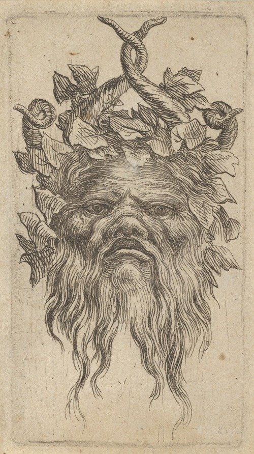 Satyr Mask with Hooked Horns and an Ivy Wreath (1635–1645) — François Chauveau