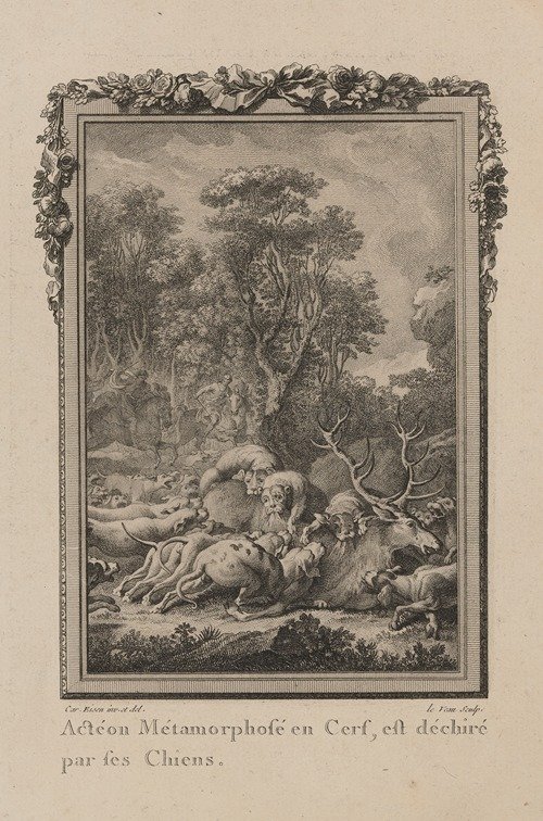Acteon transforms into a stag, and is devoured by his dogs (1769)