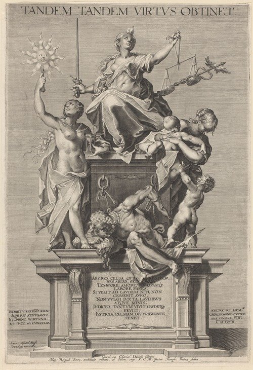 Allegory of Virtue with Justice (Justitia) flanked by Time (Tempus) and Charity (Caritas) (1603)