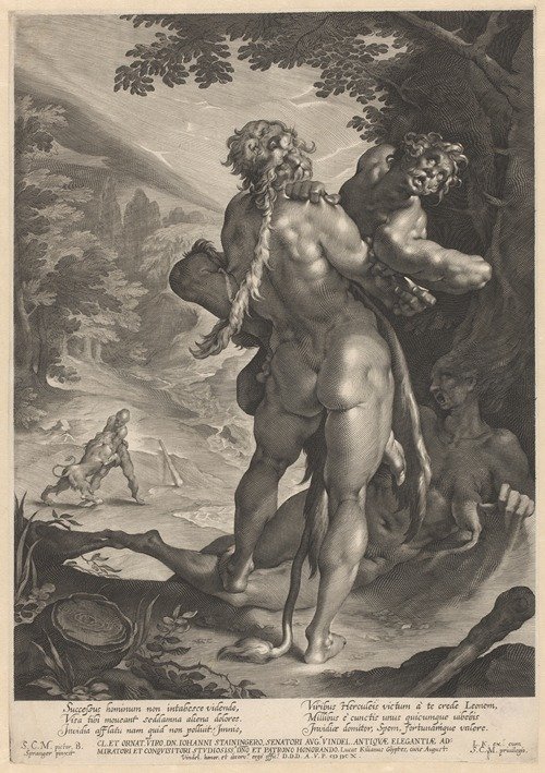 Hercules wrestles with Antaeus (1610)