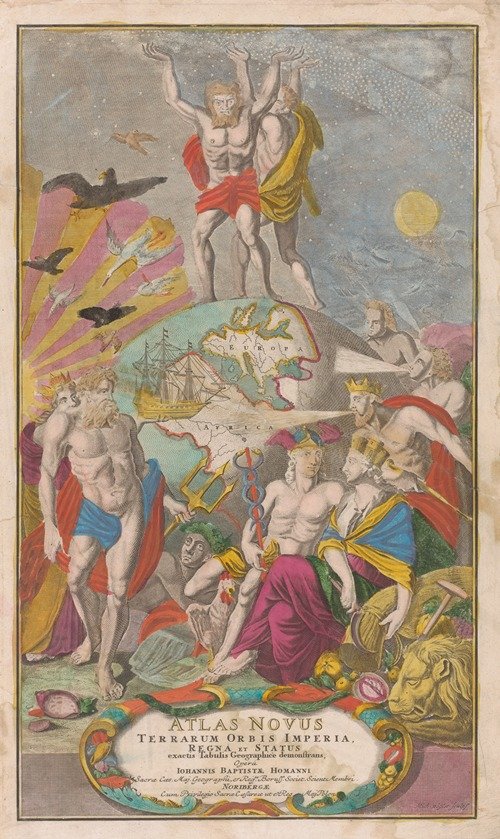 Atlas and Hercules carry starry sky (1729)