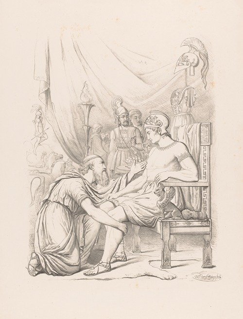 Priam asks Achilles for the body of Hector (1870)