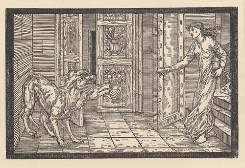 Psyche throwing the honey cakes to Cerberus (1865)