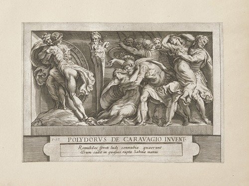 Romulidae spreti ludi connaubia quaerunt dum cadit in quasuis rapta Sabina manus (16th-17th century)
