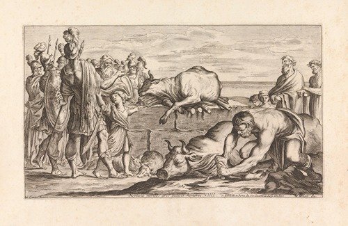 The troyan army offering a sacrifice to the Gods (Neptuno meritos aris indicit honores) (1663)