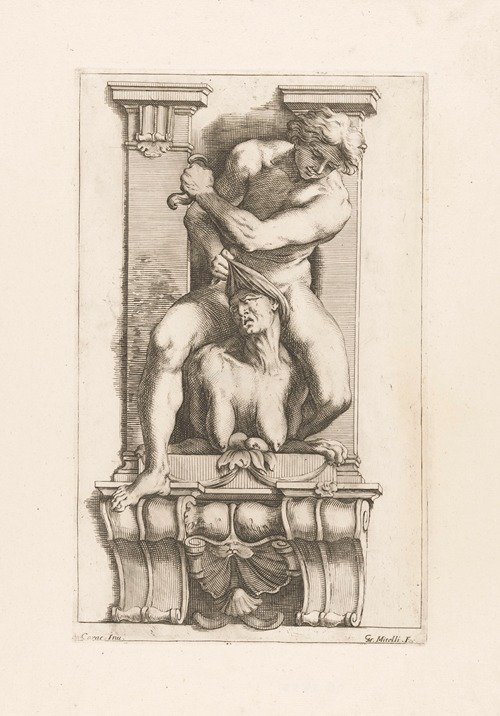 Man subdues a harpy (1663)