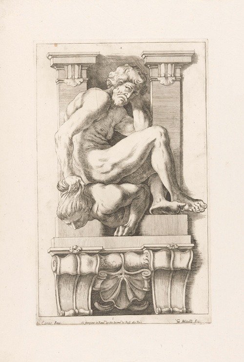 Man subdues a harpy (1663)
