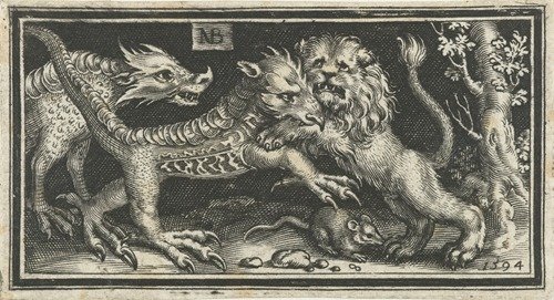 Lion fighting fantasy creatures (1594)