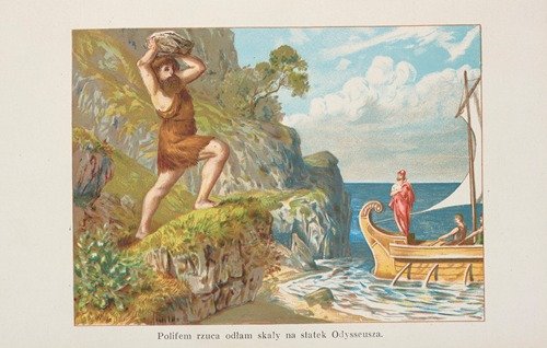 Polyphemus hurls a boulder at Odysseus’s ship (Polifem rzuca odłam skały na statek Odysseusza) (1931)