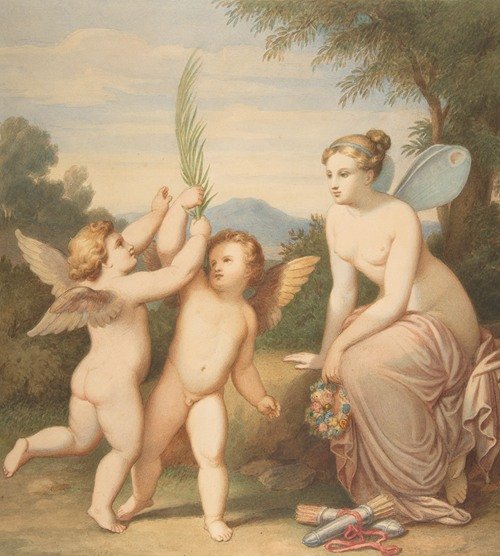 Eros and Anteros with Psyche Looking at Them (1810–60)