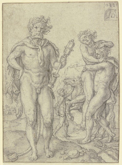 Herkules als Triumphator; Herkules und Antäus; Herkules bändigt die Rosse des Diomedes (1550)