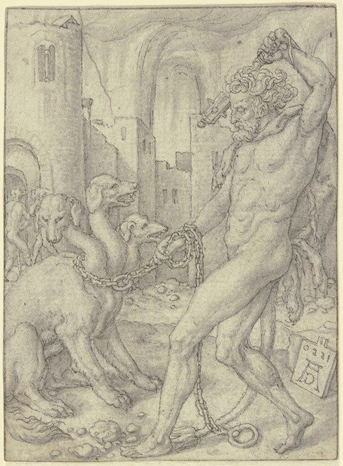 Herkules holt den Zerberus aus der Unterwelt (1550)