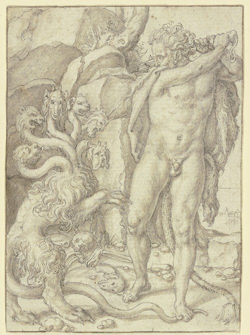 Herkules tötet die Lernäische Hydra (1550) — Heinrich Aldegrever