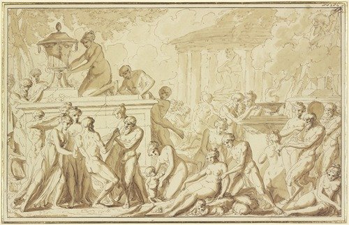 Bacchanal bei einem Tempel