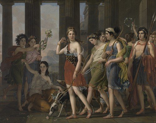 Beautiful Anthia leads her companions to the temple of Diana in Ephesus (ca 1820)